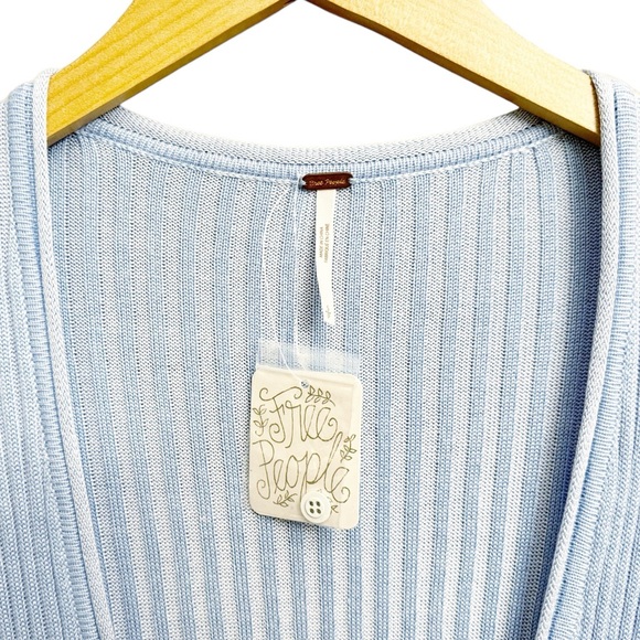 NWT Free People Carly Cardi Cardigan Crop Top Two Piece Set Blue - Picture 7 of 9